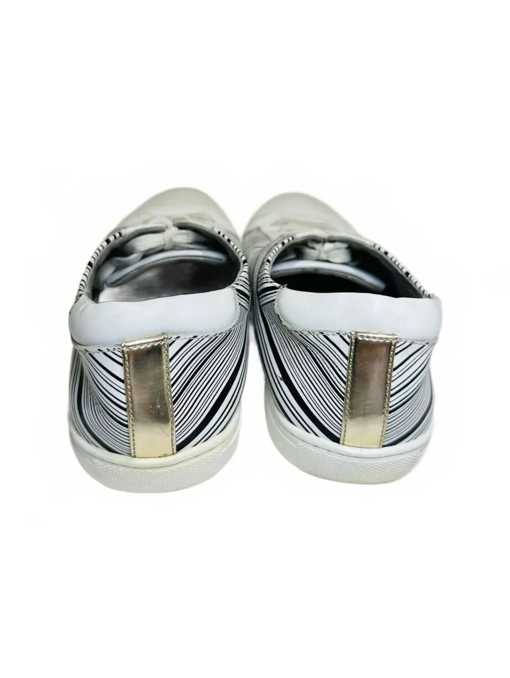 Kenneth Cole Men's Leather Sneakers Kam Stripes White & Black Men's Size 11